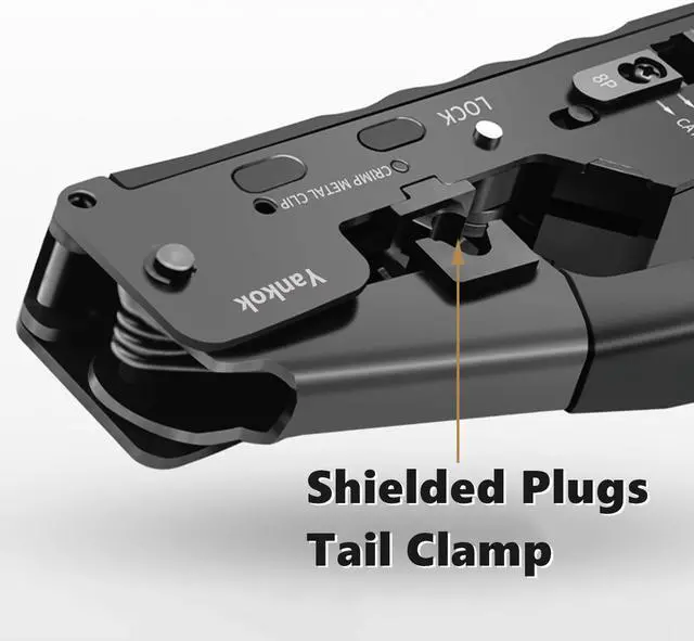 Alt view image 4 of 7 - Yankok [CAT5 CAT6 CAT7 Modular Crimper] for Shielded and Unshielded RJ45 RJ12 RJ11 Network Connectors Ethernet Crimp Tool Black (Come with Screwdriver and Cable Stripper)