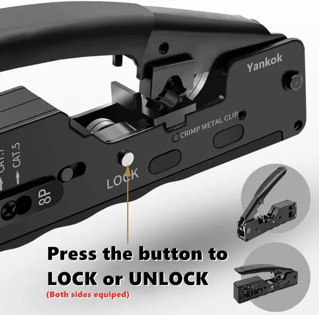 Alt view image 5 of 7 - Yankok [CAT5 CAT6 CAT7 Modular Crimper] for Shielded and Unshielded RJ45 RJ12 RJ11 Network Connectors Ethernet Crimp Tool Black (Come with Screwdriver and Cable Stripper)