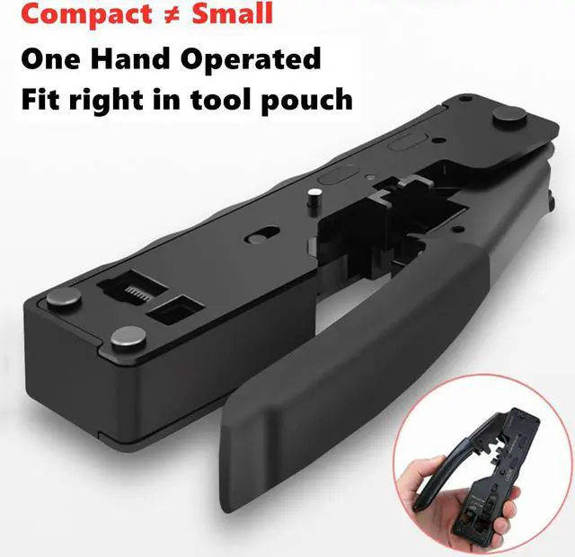 Alt view image 6 of 7 - Yankok [CAT5 CAT6 CAT7 Modular Crimper] for Shielded and Unshielded RJ45 RJ12 RJ11 Network Connectors Ethernet Crimp Tool Black (Come with Screwdriver and Cable Stripper)