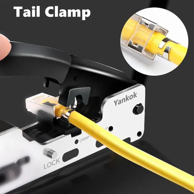 Alt view image 3 of 7 - Yankok [CAT5 CAT6 CAT7 Modular Crimper] for Shielded and Unshielded RJ45 RJ12 RJ11 Network Connectors Ethernet Crimp Tool Silver (Come with Mini Cable Stripper)