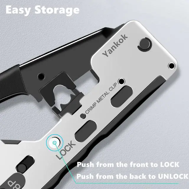 Alt view image 6 of 7 - Yankok [CAT5 CAT6 CAT7 Modular Crimper] for Shielded and Unshielded RJ45 RJ12 RJ11 Network Connectors Ethernet Crimp Tool Silver (Come with Mini Cable Stripper)