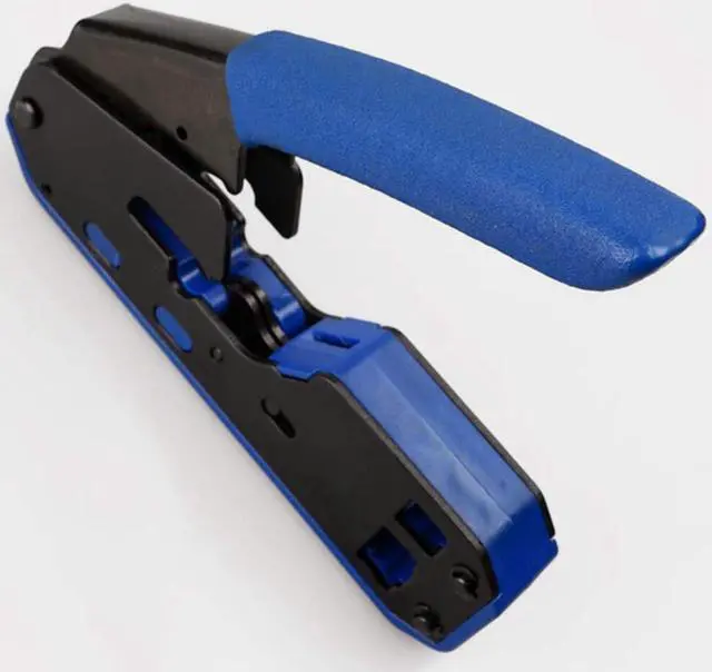 Alt view image 7 of 7 - Yankok [RJ45 RJ12 RJ11 Modular Crimper] for CAT5/5e CAT6 Network Connectors CAT6a CAT7 Shielded Plugs Strip Cut Crimp Tool Blue Handle (Come with 15x Network Connectors)