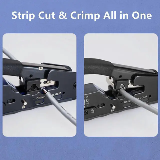 Alt view image 6 of 7 - Yankok [All-in-One Pass Through Crimper] Crimps RJ45 Pass-Thru and RJ12 RJ11 Standard Shielded and Unshielded Network Connectors Strips and Cuts CAT5/5e CAT6 CAT6a CAT7 Ethernet Cables Black