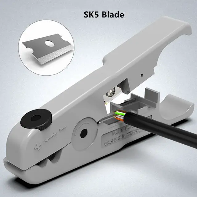 Alt view image 6 of 7 - Yankok [S501B Cable Stripping and Cutting Tool] Gray with Adjustable Blade Depth For UTP, FTP, STP, CAT5/5e CAT6/6a Ethernet, RG59/6/7/11 Coax Cables, Date Telephone Round and Flat Wires Strip Cut