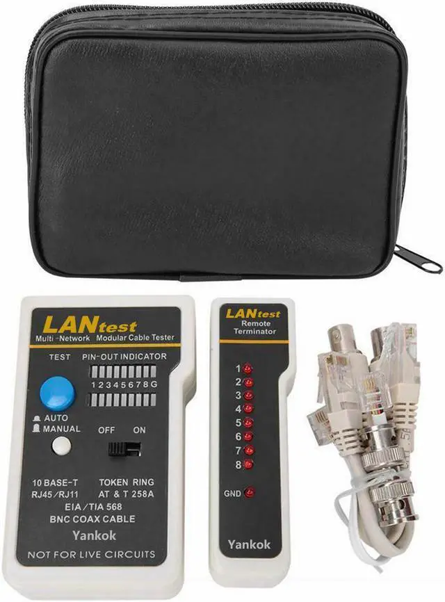Alt view image 3 of 7 - Yankok [LANtest Multi-Network Modular Cable Tester Kit] for 10Base-T (Cat5/5e Cat6), 10Base-2 (Coaxial), RJ45 RJ11 Modular Cables, 356A, TIA-568A/568B, Token Ring and Telephone Cables Test