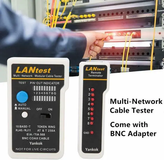 Alt view image 4 of 7 - Yankok [LANtest Multi-Network Modular Cable Tester Kit] for 10Base-T (Cat5/5e Cat6), 10Base-2 (Coaxial), RJ45 RJ11 Modular Cables, 356A, TIA-568A/568B, Token Ring and Telephone Cables Test