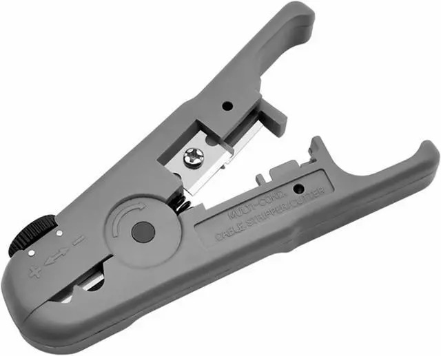 Main image of Yankok [S501B Cable Stripping and Cutting Tool] Gray with Adjustable Blade Depth For UTP, FTP, STP, CAT5/5e CAT6/6a Ethernet, RG59/6/7/11 Coax Cables, Date Telephone Round and Flat Wires Strip Cut