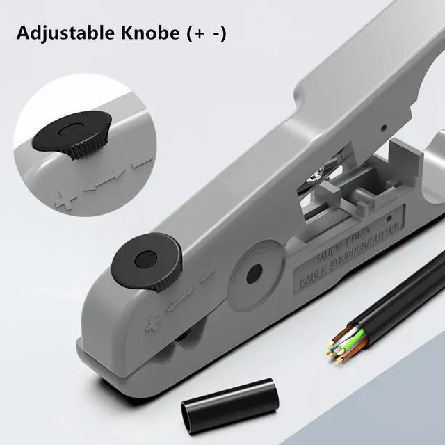 Alt view image 4 of 7 - Yankok [S501B Cable Stripping and Cutting Tool] Gray with Adjustable Blade Depth For UTP, FTP, STP, CAT5/5e CAT6/6a Ethernet, RG59/6/7/11 Coax Cables, Date Telephone Round and Flat Wires Strip Cut