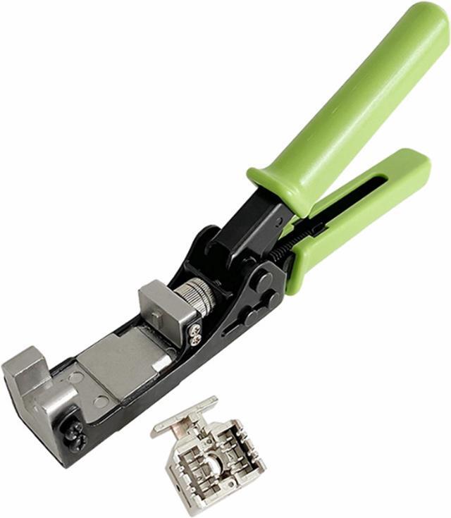 Alt view image 2 of 7 - Yankok 180 Degree Keystone Jack Punch Down Tool (Fit Specific AMP 110 Series 8 Position Jacks Only), CAT5/5e and CAT6/6A Adapter Fast Termination Crimper, One Hand Operation Green Handle