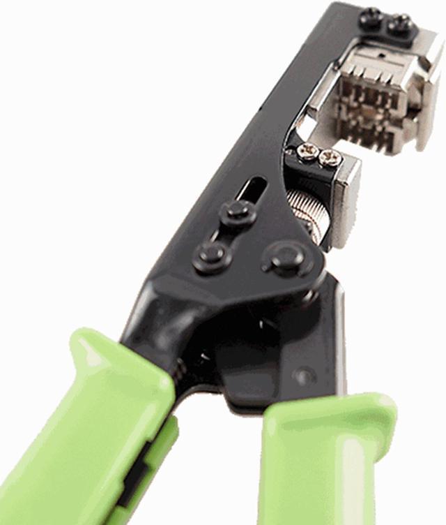 Alt view image 6 of 7 - Yankok 180 Degree Keystone Jack Punch Down Tool (Fit Specific AMP 110 Series 8 Position Jacks Only), CAT5/5e and CAT6/6A Adapter Fast Termination Crimper, One Hand Operation Green Handle