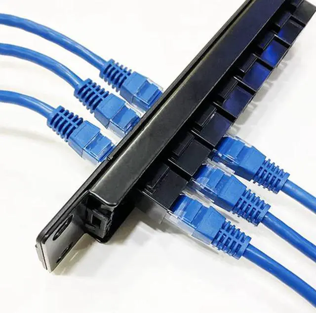 Alt view image 2 of 3 - Yankok [CAT6 8 Port Feed Through Patch Panel] 10in. 1U with Built-in Pass Thru Inline Coupler Supports Back CAT5/5e Rack Wall Mount Unshielded RJ45 Ethernet