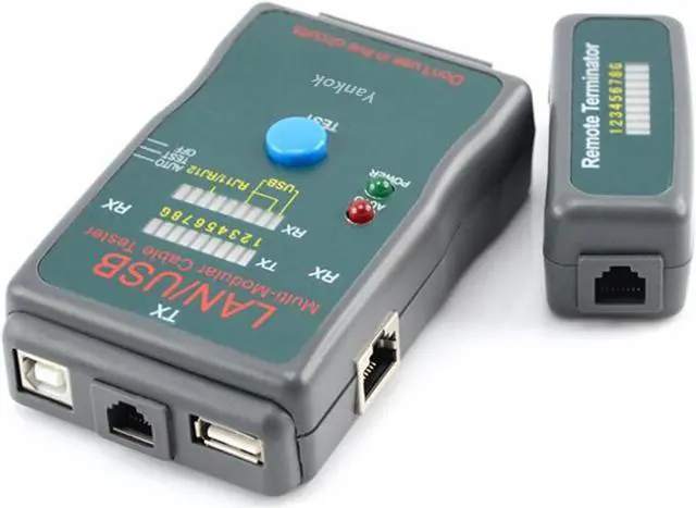 Main image of Yankok [LAN/USB Multi-Network Modular Cable Tester] for 10Base-T (Cat5/5e, Cat6), USB (A/A, A/B), RJ45 RJ11 Modular Cables (Shielded, Unshielded), TIA-568A/568B, Token Ring and Telephone Cables Test