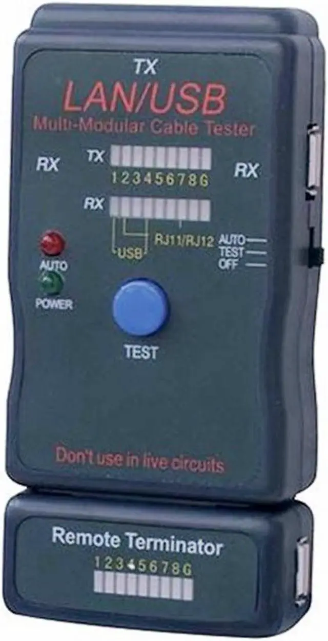 Alt view image 2 of 7 - Yankok [LAN/USB Multi-Network Modular Cable Tester] for 10Base-T (Cat5/5e, Cat6), USB (A/A, A/B), RJ45 RJ11 Modular Cables (Shielded, Unshielded), TIA-568A/568B, Token Ring and Telephone Cables Test