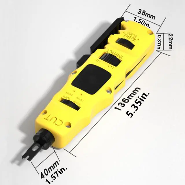 Alt view image 4 of 7 - Yankok [374AP Impact Punch Down Tool] with 110/88 110/66 Blades and Removable Double Ended Screwdriver, Swing-out Hook and Spudger, Built-in Cable Stripper, Inserts and Terminates All in One