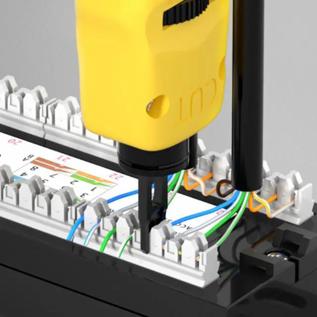 Alt view image 6 of 7 - Yankok [374AP Impact Punch Down Tool] with 110/88 110/66 Blades and Removable Double Ended Screwdriver, Swing-out Hook and Spudger, Built-in Cable Stripper, Inserts and Terminates All in One