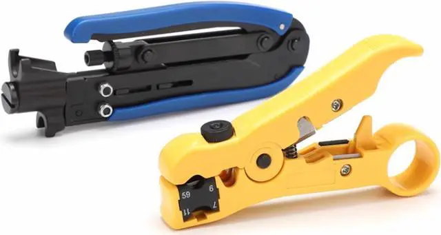 Alt view image 2 of 7 - Yankok [Coaxial Cable Compression Tool Kit] with Coax Crimper, Cable Striper Cutter and 20 Pcs F-Type Compression Connectors for RG6 RG11 RG59 F81 BNC RCA Crimp Tool