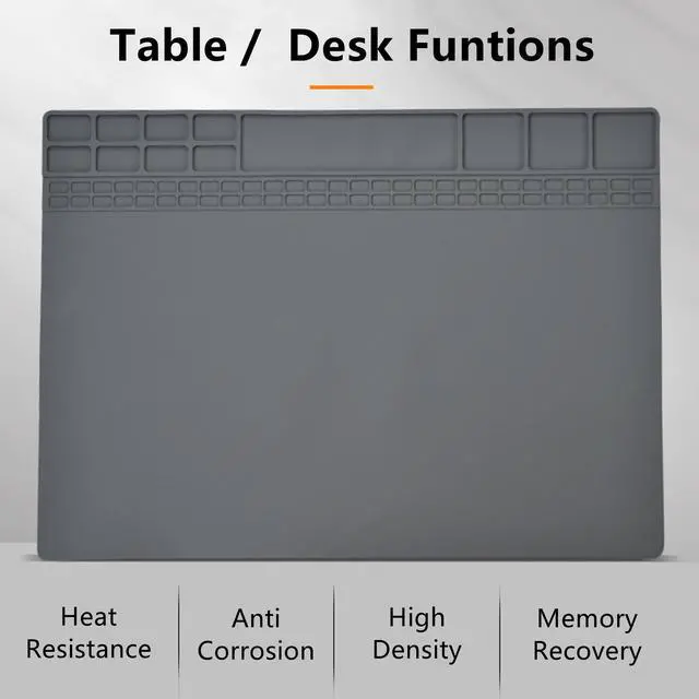 Alt view image 6 of 6 - Yankok [Magnetic Anti-Static Mat Gray 15.8 x 11.8 in.] Table Desk ESD Grounding Mats Silicone Solder Pad Electronics Repair Platform with Screw Notches (40 x 30 cm, Heat Resistant, Magnetic Organizer)
