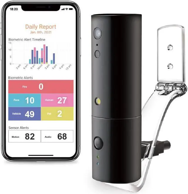 Main image of Introducing Hermes Portable Security Camera (Black) Smart, Secure, Cloud-Backed and Portable. Get a FREE 1-year plan exclusively on Newegg. Enjoy all these cool features!