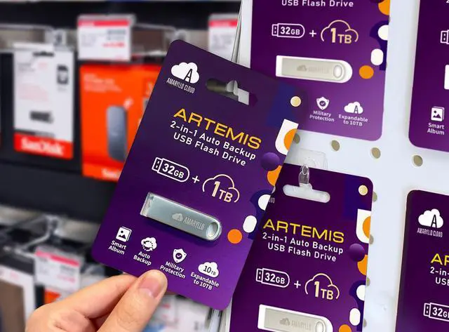 Alt view image 2 of 7 - Amaryllo Artemis 2-in-1 1TB Cloud Storage + 32GB USB 2.0 Flash Drive with Auto Backup (USB Stick, Thumb Drive, Memory Stick)