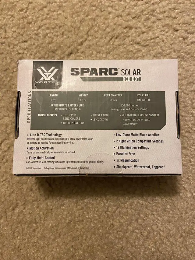 Alt view image 2 of 9 - Vortex SPARC Solar 2 MOA Red Dot Sight SPC-404