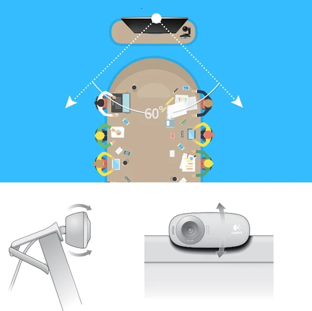 Alt view image 6 of 7 - Logitech C310 HD Webcam 720P Video Call Web Cam Desktop Laptop Monitor Webcam Widescreen Web Camera With Noise-Reducing Mic Clip For Window 7 8 10