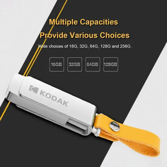 Alt view image 7 of 7 - Kodak K133 128G U Disk Metal Portable USB Flash Drive Waterproof Mini Memory Stick Car Pen Drives Flashdisk USB3.0 Silver with Sling