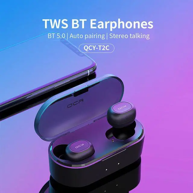 Alt view image 2 of 7 - QCY BT5.0 Earphone Earbuds Wireless Headphone Mini Stereo Earphones IPX4 Waterproof for Smartphones (Black)