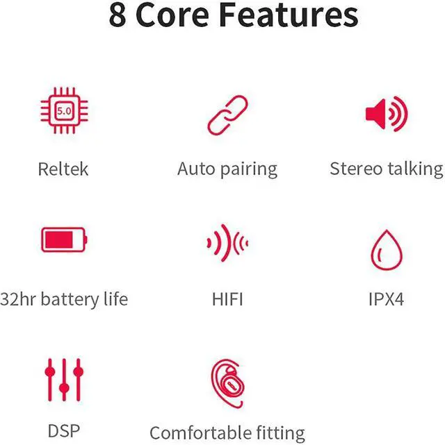 Alt view image 3 of 7 - QCY BT5.0 Earphone Earbuds Wireless Headphone Mini Stereo Earphones IPX4 Waterproof for Smartphones (Black)