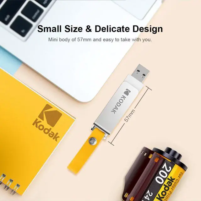 Alt view image 5 of 7 - Kodak K133 128G U Disk Metal Portable USB Flash Drive Waterproof Mini Memory Stick Car Pen Drives Flashdisk USB3.0 Silver with Sling