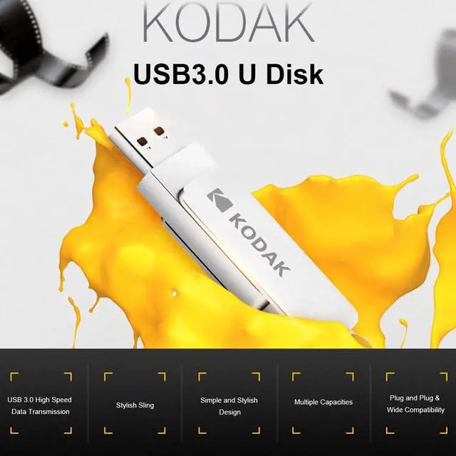 Alt view image 6 of 7 - Kodak K133 128G U Disk Metal Portable USB Flash Drive Waterproof Mini Memory Stick Car Pen Drives Flashdisk USB3.0 Silver with Sling