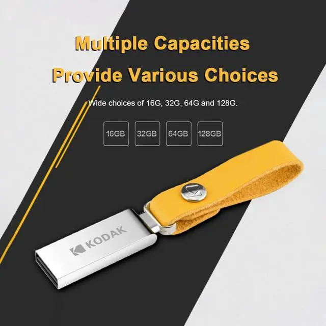 Alt view image 3 of 7 - Kodak K122 64G U Disk Metal Portable USB Flash Drive Waterproof Mini Memory Stick Car Pen Drives Flashdisk USB2.0 Silver with Sling