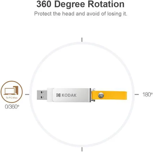 Alt view image 2 of 7 - Kodak K133 128G U Disk Metal Portable USB Flash Drive Waterproof Mini Memory Stick Car Pen Drives Flashdisk USB3.0 Silver with Sling