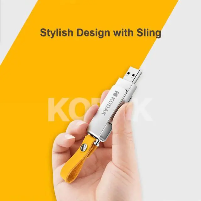Alt view image 4 of 7 - Kodak K133 64G U Disk Metal Portable USB Flash Drive Waterproof Mini Memory Stick Car Pen Drives Flashdisk USB3.0 Silver with Sling