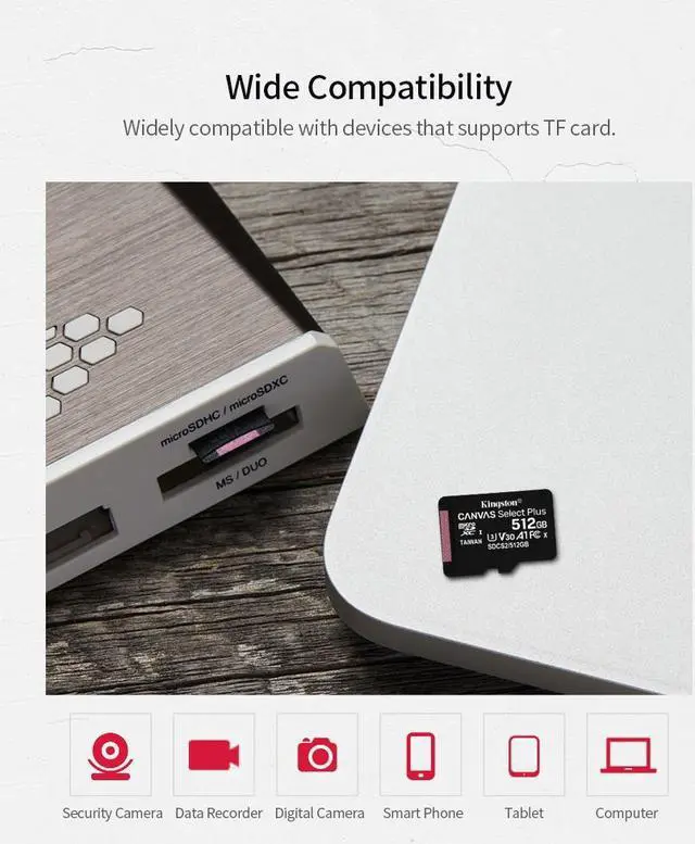 Alt view image 6 of 7 - Kingston 64GB 100MB/s SDCS2 Class10 UHS-1 U1 V10 A1 Micro SD TF Card Memory Card