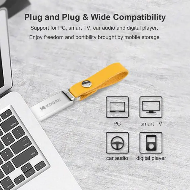 Alt view image 5 of 7 - Kodak K122 64G U Disk Metal Portable USB Flash Drive Waterproof Mini Memory Stick Car Pen Drives Flashdisk USB2.0 Silver with Sling