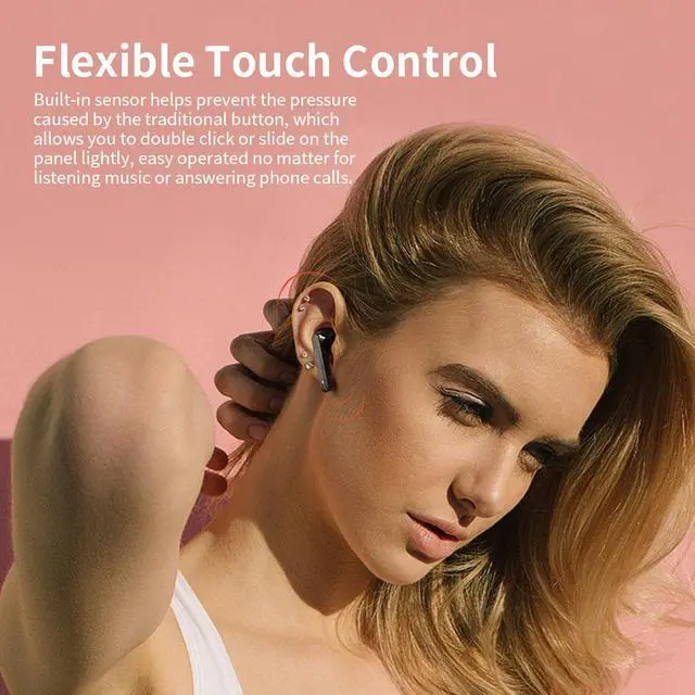 Alt view image 4 of 7 - QCY T3 HiFi BT 5.0 Wireless Earphone Half In-ear Headphone Outdoor Headset Black Noise Reduction With 500mAh Charging Case Black