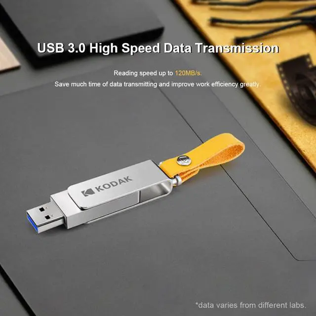 Alt view image 4 of 7 - Kodak K133 128G U Disk Metal Portable USB Flash Drive Waterproof Mini Memory Stick Car Pen Drives Flashdisk USB3.0 Silver with Sling