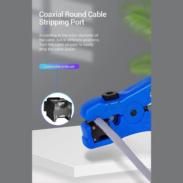 Alt view image 4 of 7 - Vention KEBL0 Multifunctional Cable Stripper Network Cable Cutter Stripping Pliers Tool Coaxial Stripping Tool for Multi-usage