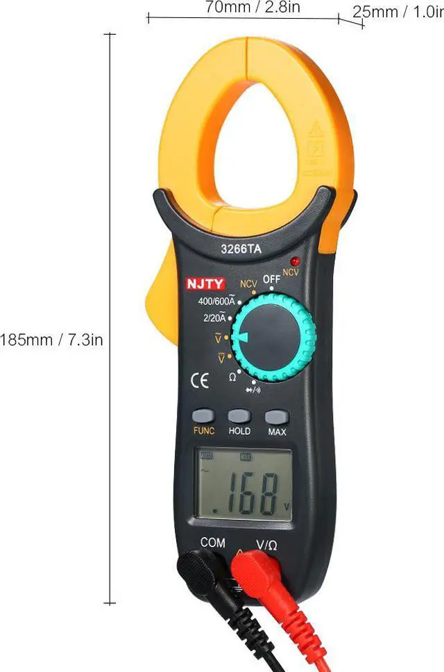 Alt view image 7 of 7 - NJTY Digital Clamp Meter 2000 Counts Auto Range Multimeter with NCV Test AC/DC Voltage AC Current Portable Handheld Multimeter LCD Display Measuring Resistance Continuity Diode