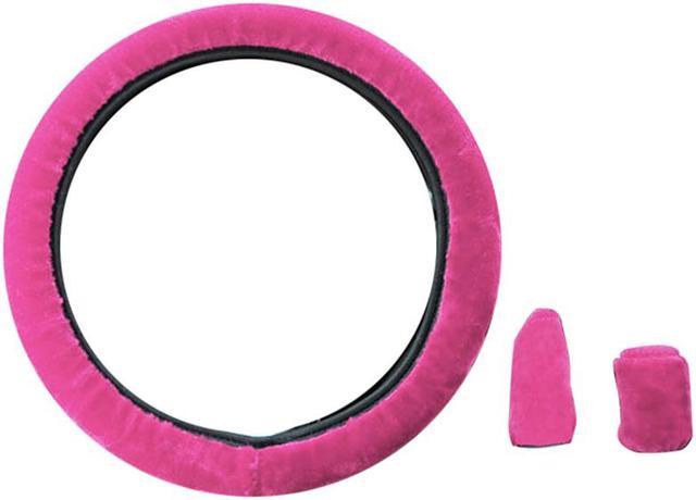 3pcs/set Universal Steering Wheel Cover for Car Fluffy Warm Plush Steering  Wheel Cover, Pink