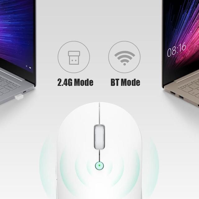 Alt view image 5 of 7 - Xiaomi Dual Mode Silent Wireless Mouse 2.4G Mi Silent Laptop Mouse with USB Receiver-Enjoy Noiseless Clicking Portable Ergonomic Optical Wireless Mouse 1300DPI for Laptop PC Computer Notebook Mac