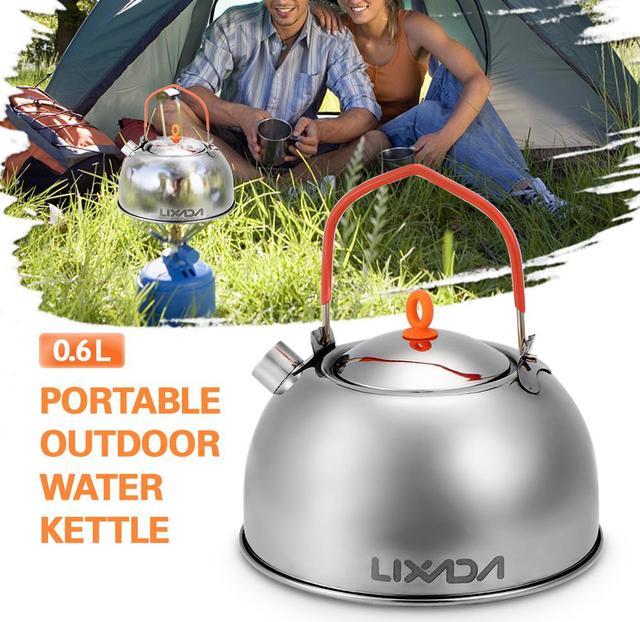0.6L Stainless Steel Tea Kettle Portable Outdoor Camping Hiking Water Kettle  Teapot Coffee Pot 