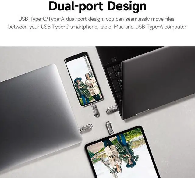 Alt view image 7 of 7 - SanDisk SDDDC4 32GB OTG USB3.1 Type-C Metal U Disk Type-C/Type-A Rotatable Dual-port USB Flash Drive up to 150MB/s Read Speed