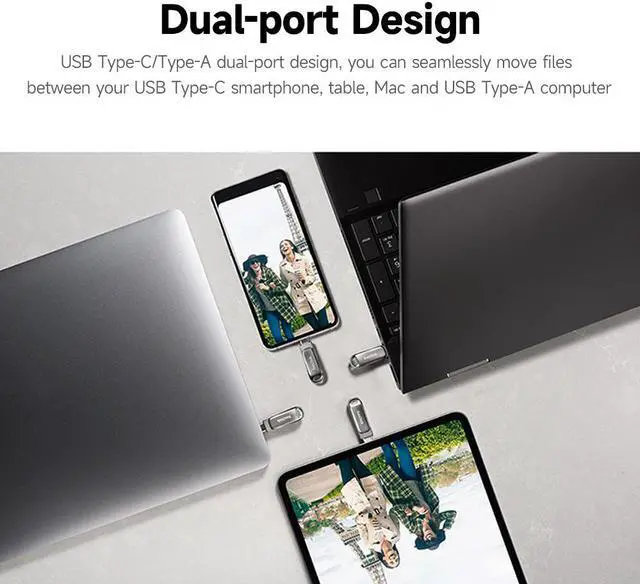 Alt view image 7 of 7 - SanDisk SDDDC4 64GB OTG USB3.1 Type-C Metal U Disk Type-C/Type-A Rotatable Dual-port USB Flash Drive up to 150MB/s Read Speed