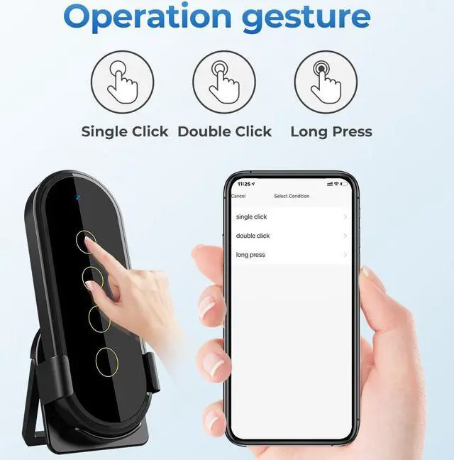 Alt view image 4 of 7 - Tuya Wifi Zigbee Intelligent Wireless Scene Touching Switch Home Light Remote Controller 2.5D Curved Tempered Glass with Fluorescent Function Should Works with Zigbee Gateways