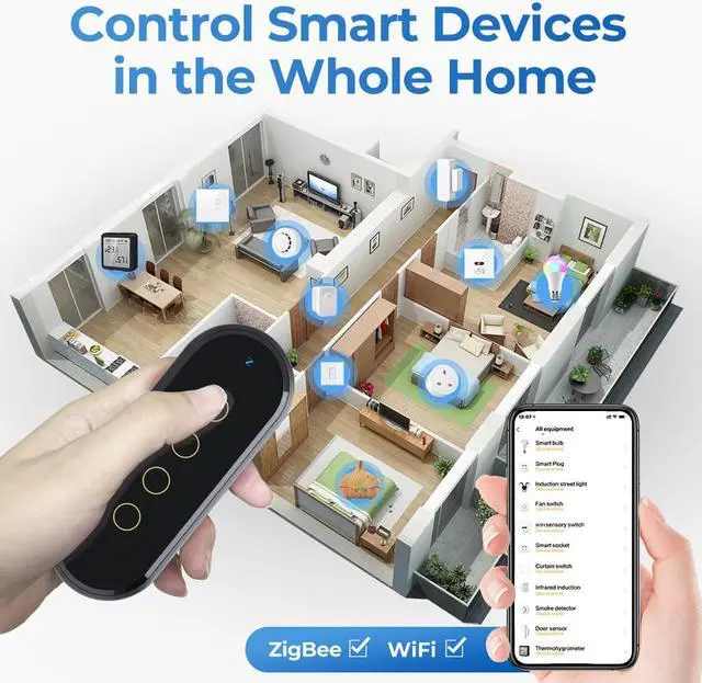 Alt view image 5 of 7 - Tuya Wifi Zigbee Intelligent Wireless Scene Touching Switch Home Light Remote Controller 2.5D Curved Tempered Glass with Fluorescent Function Should Works with Zigbee Gateways