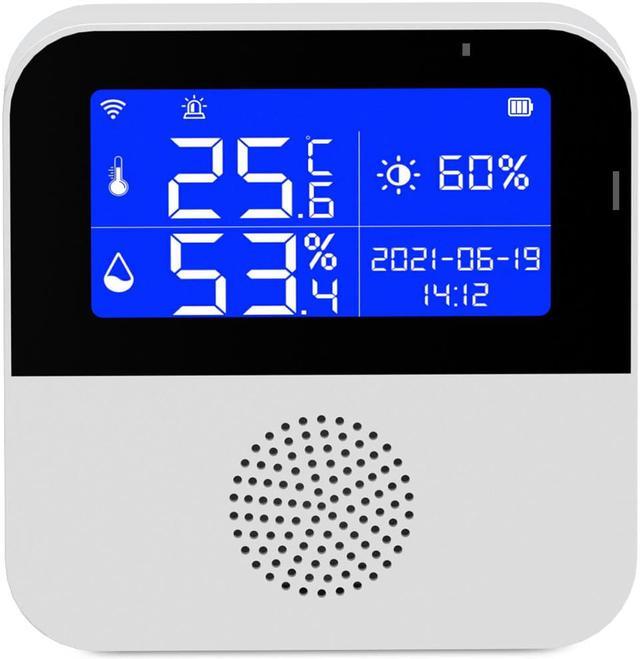Wi-Fi Temperature Humidity Meter Indoor Hygrometer Temperature Sensor Alarm App Control 2.9-inch LCD Backlight Display / with Time Date for Home 