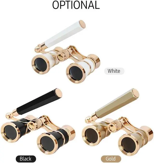 Alt view image 6 of 7 - Mini Metal Binoculars 3x25 Lightweight Retro Binocular with Built-in Foldable Handle for Adults Kids Women in Musical Concert Performances