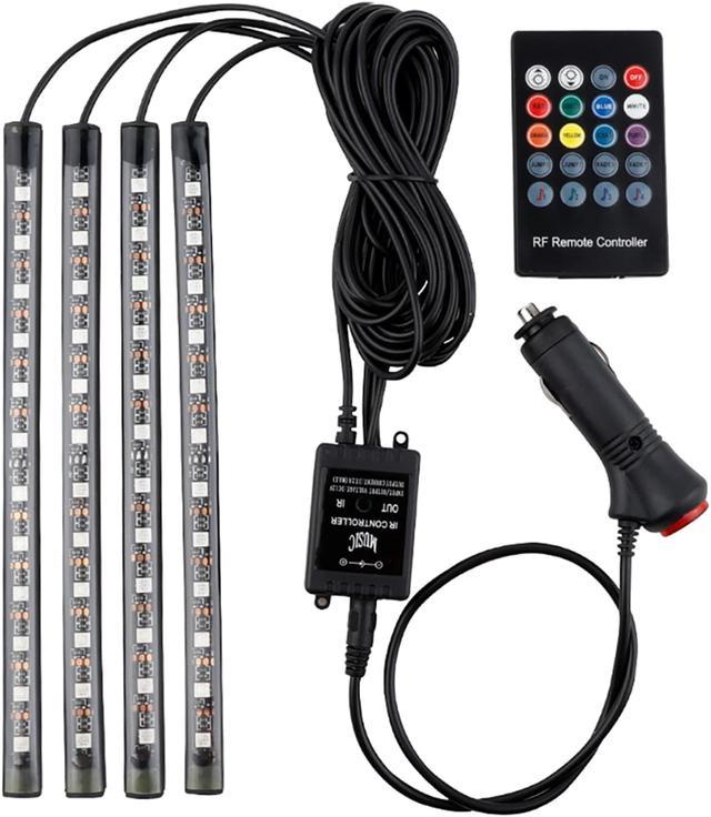 Car LED Strip Light, 4pcs 36 LED DC 12V Multicolor Music Car Interior Light  LED Under Dash Lighting Kit with Sound Active Function & Wireless Remote  Control 