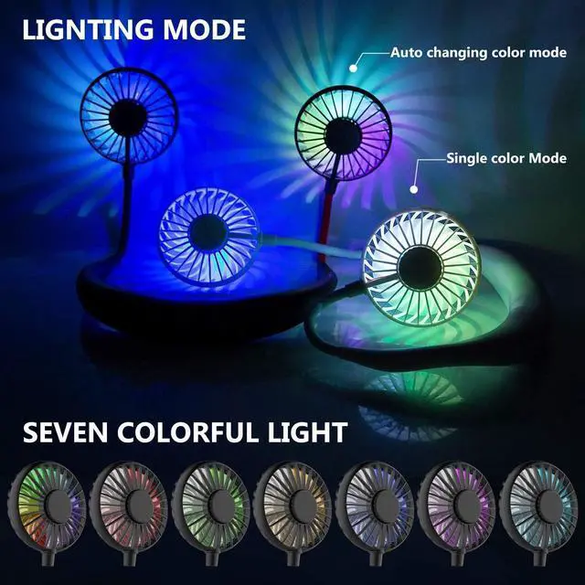 Alt view image 3 of 7 - Hand Free Personal Neck Fan - Portable Rechargeable USB Battery Mini Fan - Headphone Design Wearable Neckband Fan Necklance Fan Cooler Fan with Dual Wind Head for Traveling Outdoor Office Room